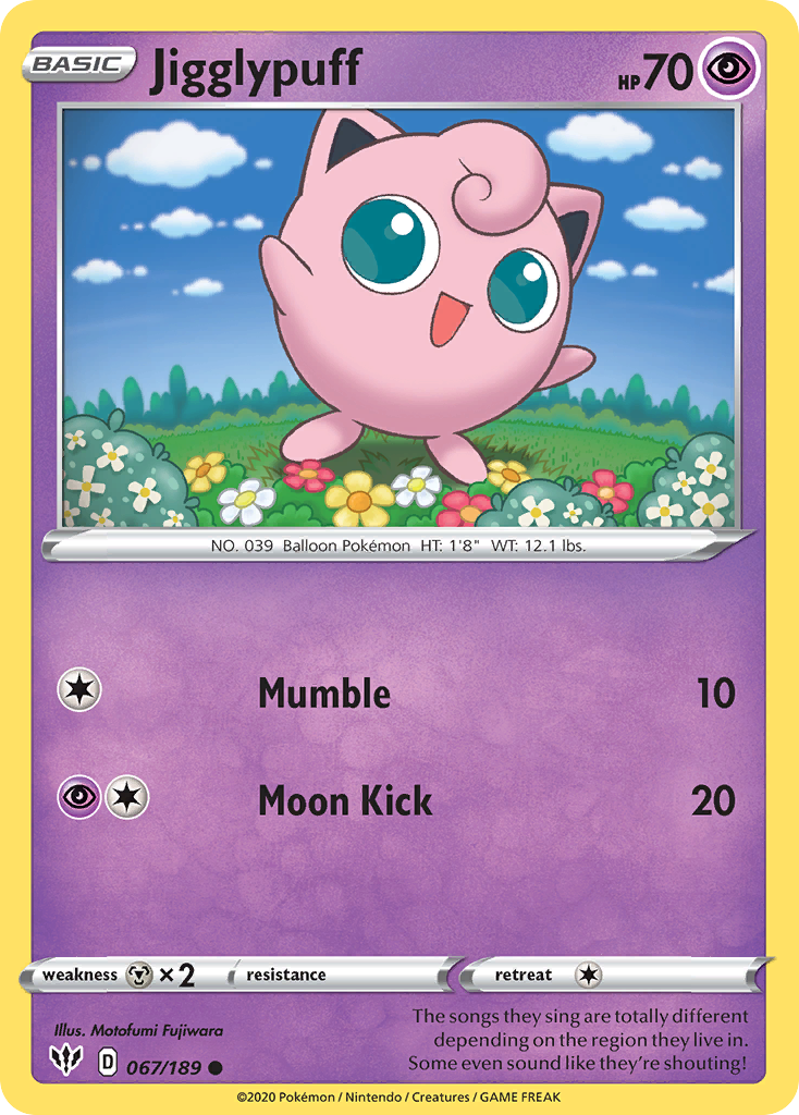 Jigglypuff (067/189) [Sword & Shield: Darkness Ablaze] - Card Brawlers | Quebec | Canada | Yu-Gi-Oh!