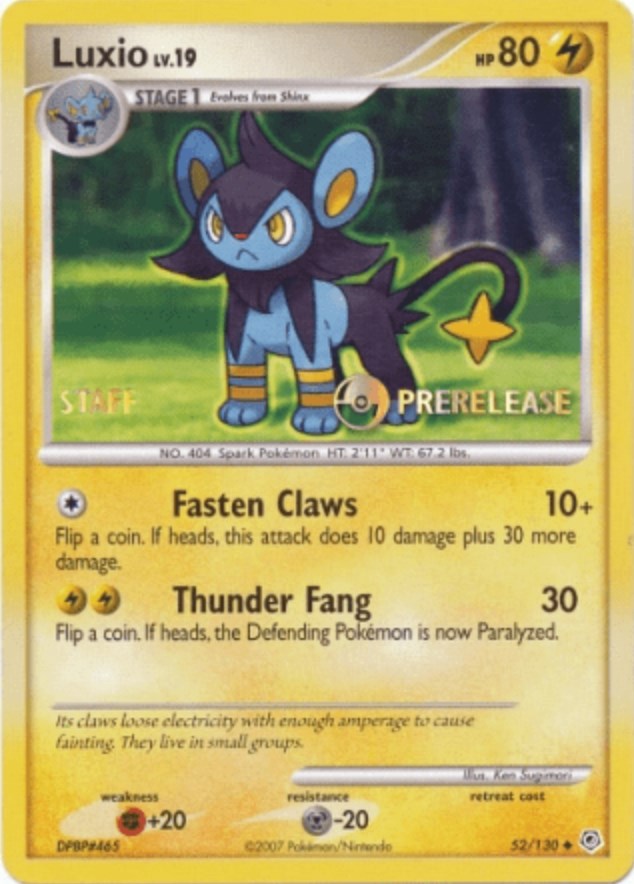 Luxio (52/130) (Prerelease Promo Staff) [Nintendo: Black Star Promos] - Card Brawlers | Quebec | Canada | Yu-Gi-Oh!