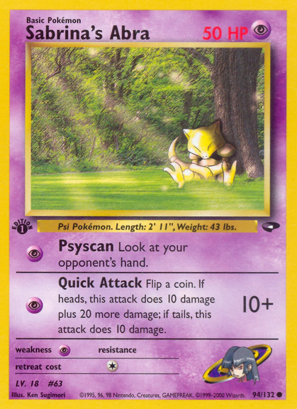 Sabrina's Abra (94/132) [Gym Challenge 1st Edition] - Card Brawlers | Quebec | Canada | Yu-Gi-Oh!