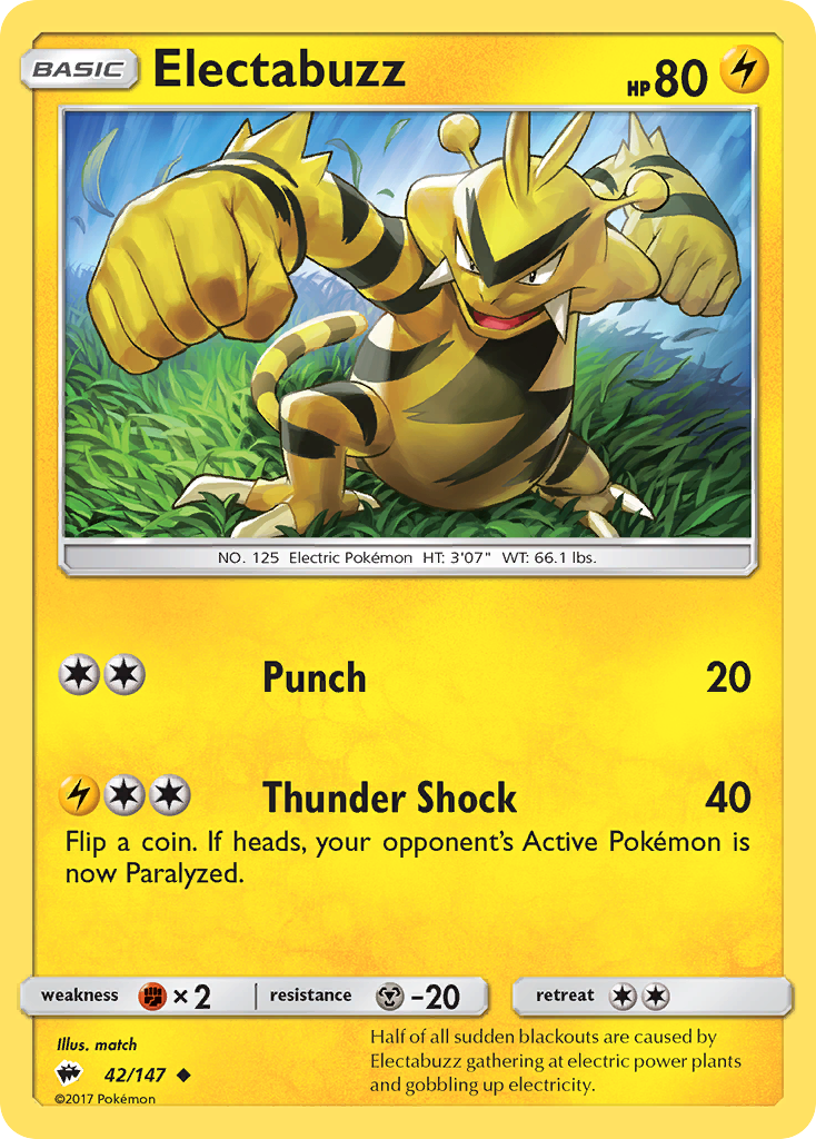 Electabuzz (42/147) [Sun & Moon: Burning Shadows] - Card Brawlers | Quebec | Canada | Yu-Gi-Oh!