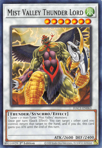 Mist Valley Thunder Lord [HAC1-EN063] Common - Card Brawlers | Quebec | Canada | Yu-Gi-Oh!
