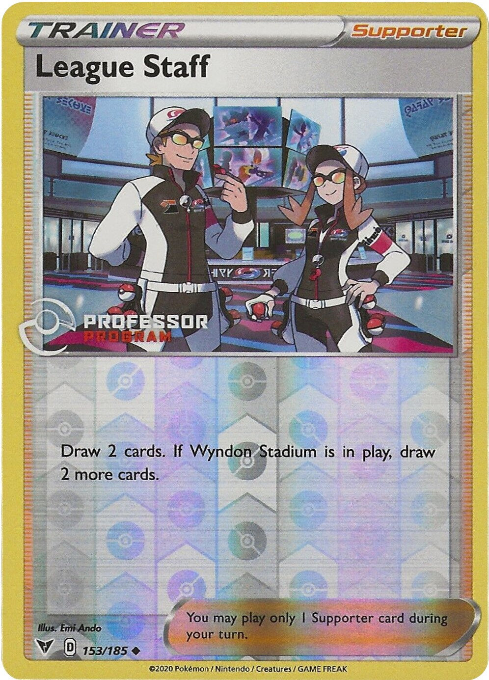 League Staff (153/185) (Professor Program Promo) [Sword & Shield: Vivid Voltage] - Card Brawlers | Quebec | Canada | Yu-Gi-Oh!