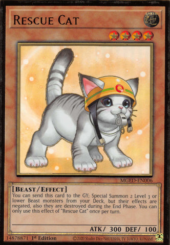 Rescue Cat (Alternate Art) [MGED-EN006] Gold Rare - Card Brawlers | Quebec | Canada | Yu-Gi-Oh!