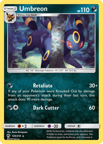 Umbreon (120/214) (Cosmos Holo) (Blister Exclusive) [Sun & Moon: Lost Thunder] - Card Brawlers | Quebec | Canada | Yu-Gi-Oh!