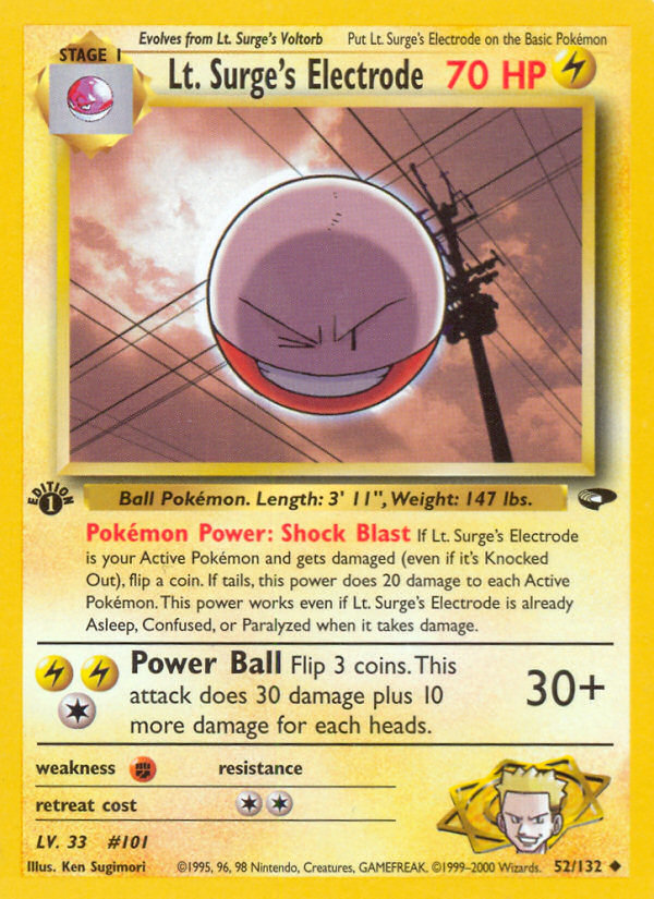 Lt. Surge's Electrode (52/132) [Gym Challenge 1st Edition] - Card Brawlers | Quebec | Canada | Yu-Gi-Oh!
