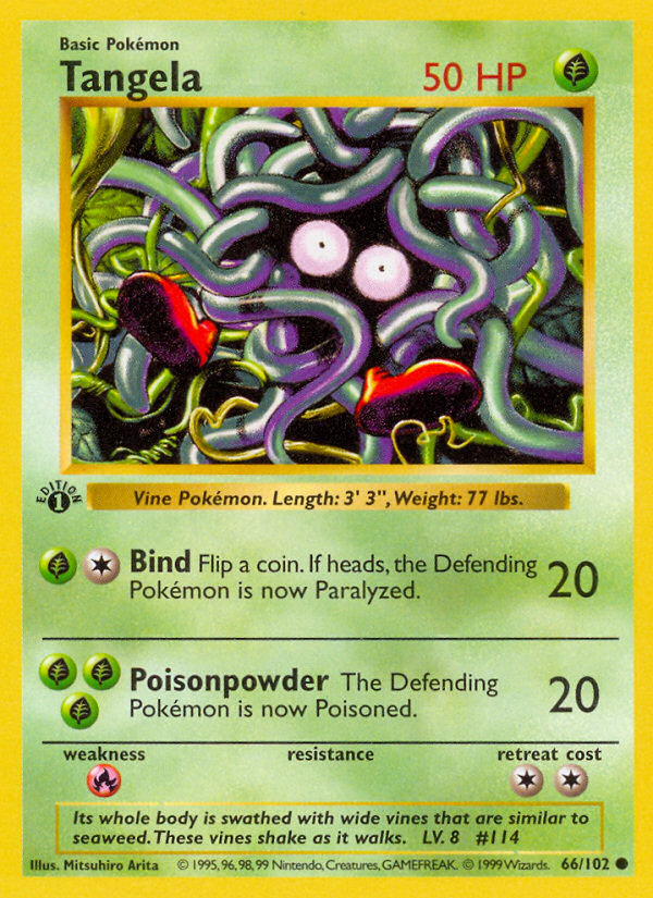 Tangela (66/102) (Shadowless) [Base Set 1st Edition] - Card Brawlers | Quebec | Canada | Yu-Gi-Oh!