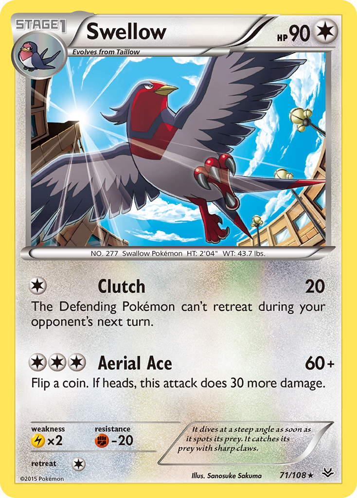 Swellow (71/108) [XY: Roaring Skies] - Card Brawlers | Quebec | Canada | Yu-Gi-Oh!