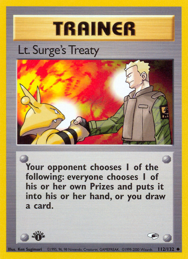 Lt. Surge's Treaty (112/132) [Gym Heroes 1st Edition] - Card Brawlers | Quebec | Canada | Yu-Gi-Oh!