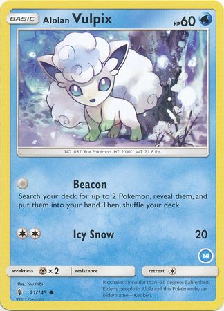 Alolan Vulpix (21/145) (Deck Exclusive #14) [Sun & Moon: Trainer Kit - Alolan Ninetales] - Card Brawlers | Quebec | Canada | Yu-Gi-Oh!