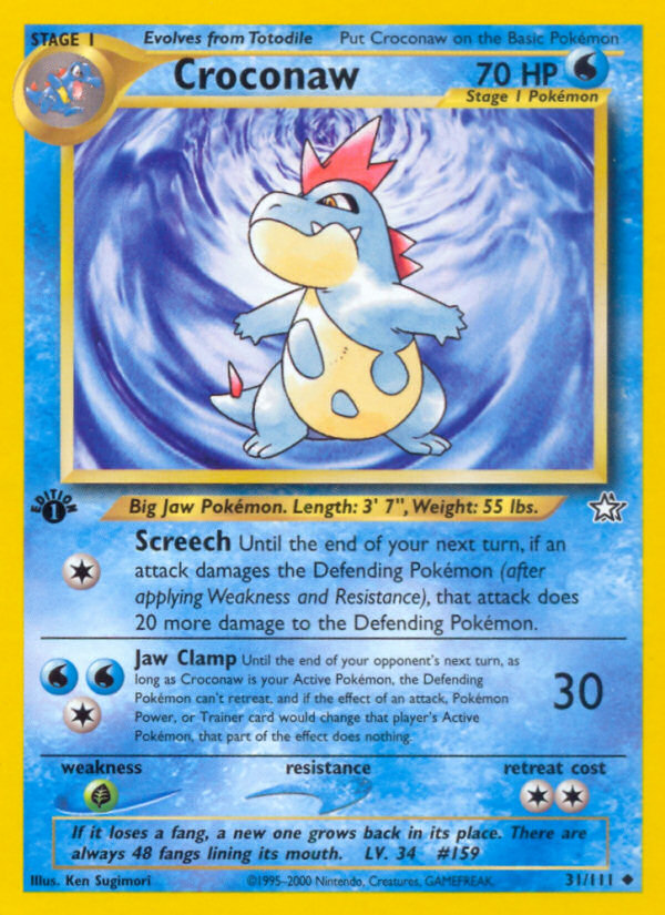 Croconaw (31/111) [Neo Genesis 1st Edition] - Card Brawlers | Quebec | Canada | Yu-Gi-Oh!