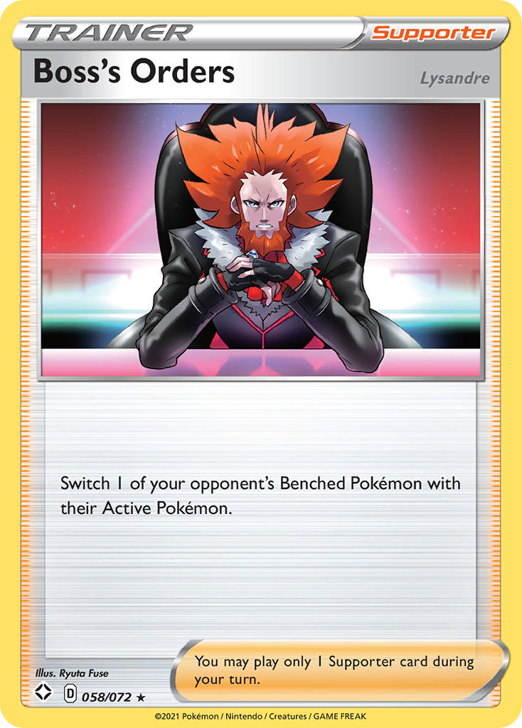 Boss's Orders (058/72) (Theme Deck Exclusive) [Sword & Shield: Shining Fates] - Card Brawlers | Quebec | Canada | Yu-Gi-Oh!