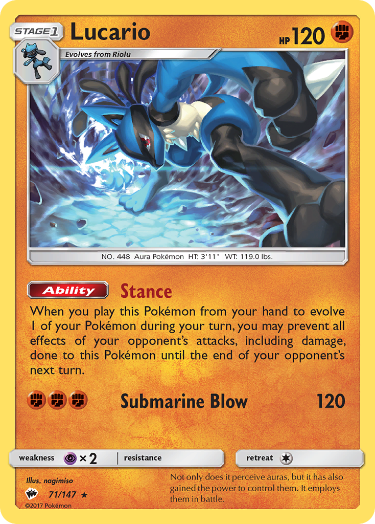 Lucario (71/147) [Sun & Moon: Burning Shadows] - Card Brawlers | Quebec | Canada | Yu-Gi-Oh!