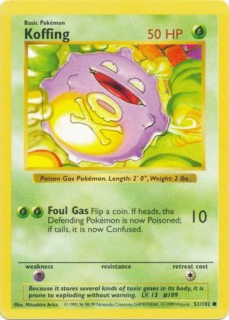 Koffing (51/102) [Base Set Shadowless Unlimited] - Card Brawlers | Quebec | Canada | Yu-Gi-Oh!