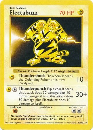 Electabuzz (20/102) [Base Set Shadowless Unlimited] - Card Brawlers | Quebec | Canada | Yu-Gi-Oh!