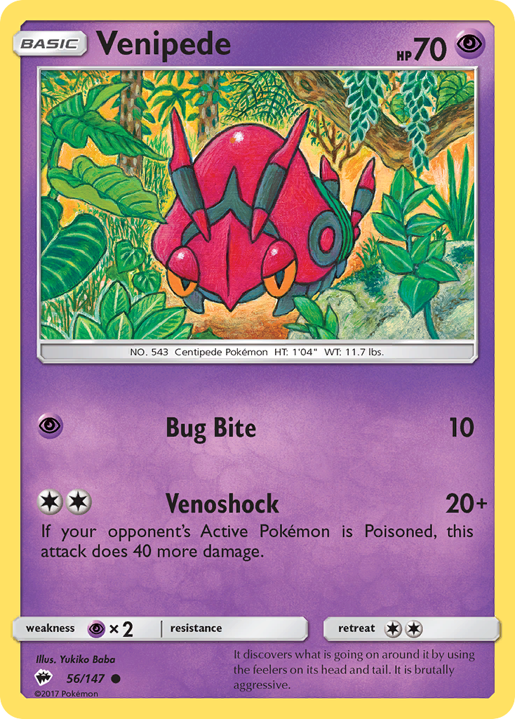 Venipede (56/147) [Sun & Moon: Burning Shadows] - Card Brawlers | Quebec | Canada | Yu-Gi-Oh!