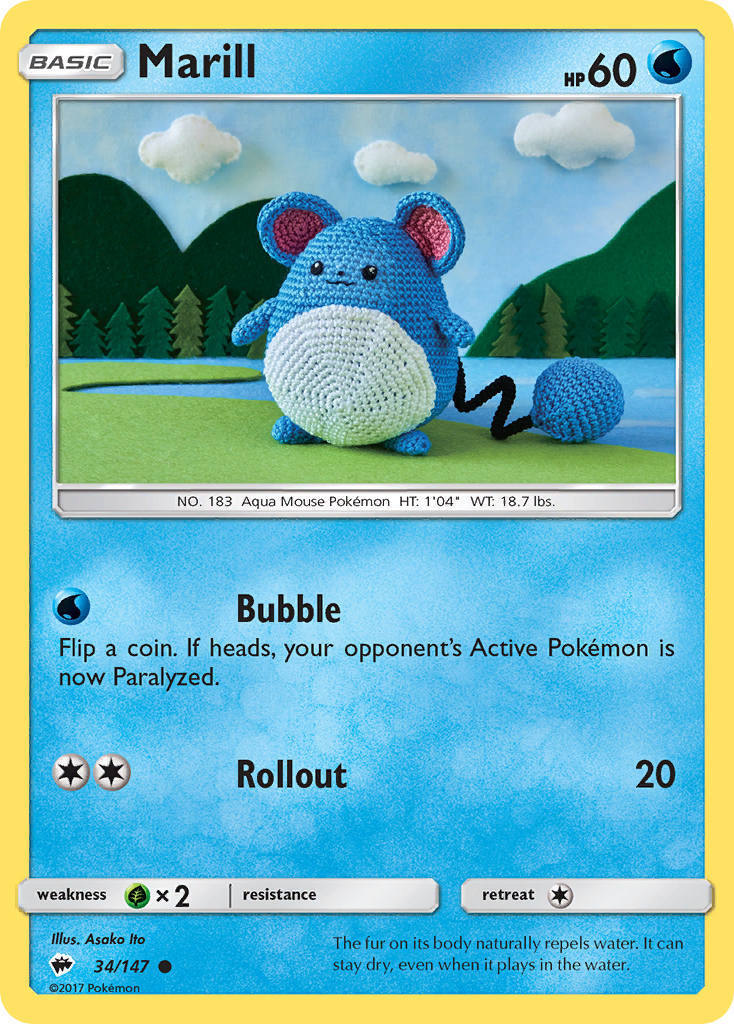 Marill (34/147) [Sun & Moon: Burning Shadows] - Card Brawlers | Quebec | Canada | Yu-Gi-Oh!