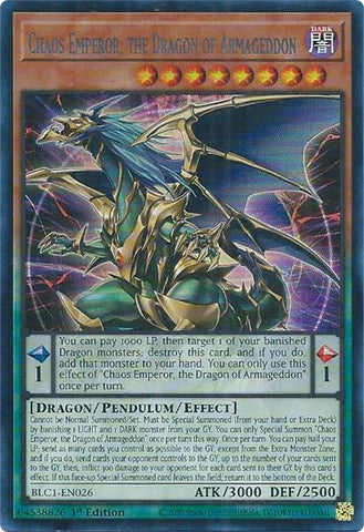 Chaos Emperor, the Dragon of Armageddon (Silver) [BLC1-EN026] Ultra Rare - Card Brawlers | Quebec | Canada | Yu-Gi-Oh!