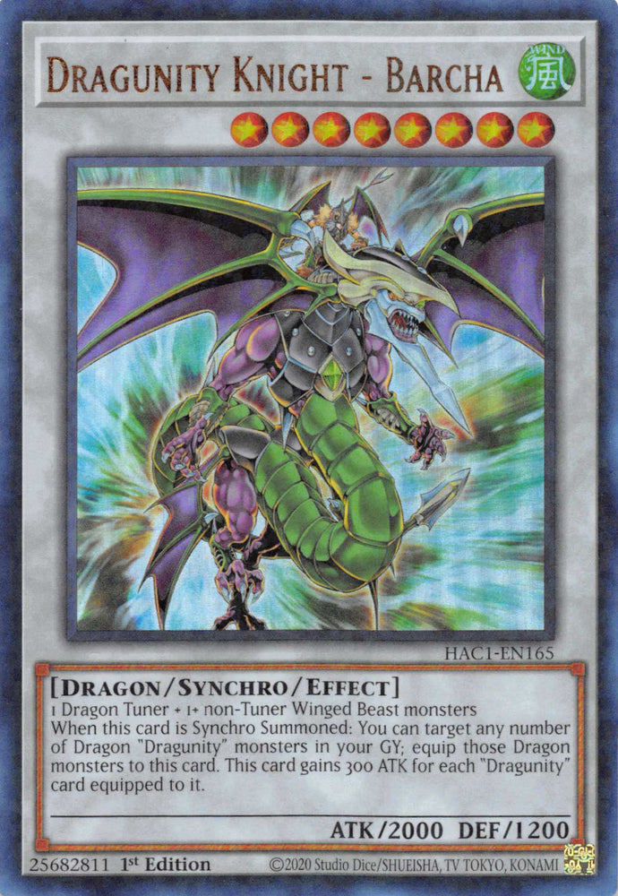 Dragunity Knight - Barcha (Duel Terminal) [HAC1-EN165] Parallel Rare - Card Brawlers | Quebec | Canada | Yu-Gi-Oh!