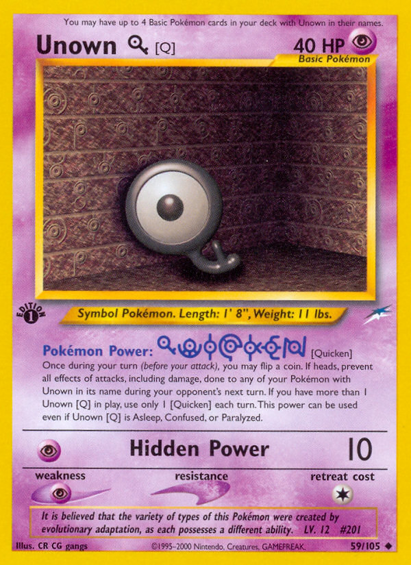 Unown [Q] (59/105) [Neo Destiny 1st Edition] - Card Brawlers | Quebec | Canada | Yu-Gi-Oh!