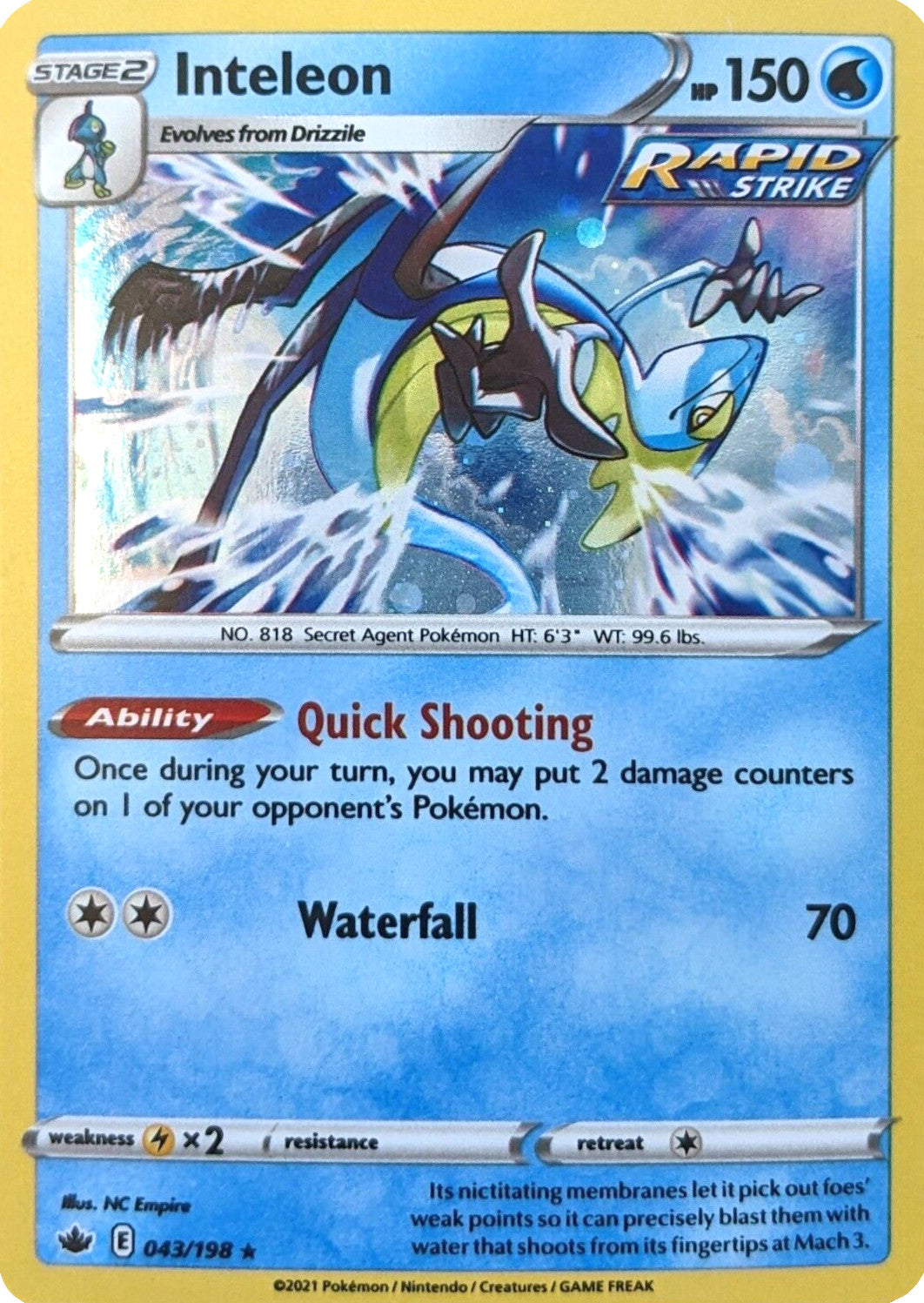Inteleon (043/198) (Cosmos Holo) [Sword & Shield: Chilling Reign] - Card Brawlers | Quebec | Canada | Yu-Gi-Oh!
