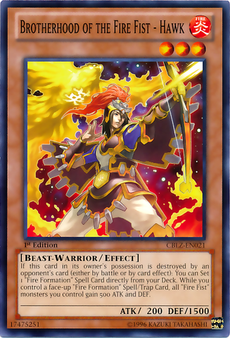 Brotherhood of the Fire Fist - Hawk [CBLZ-EN021] Common - Card Brawlers | Quebec | Canada | Yu-Gi-Oh!