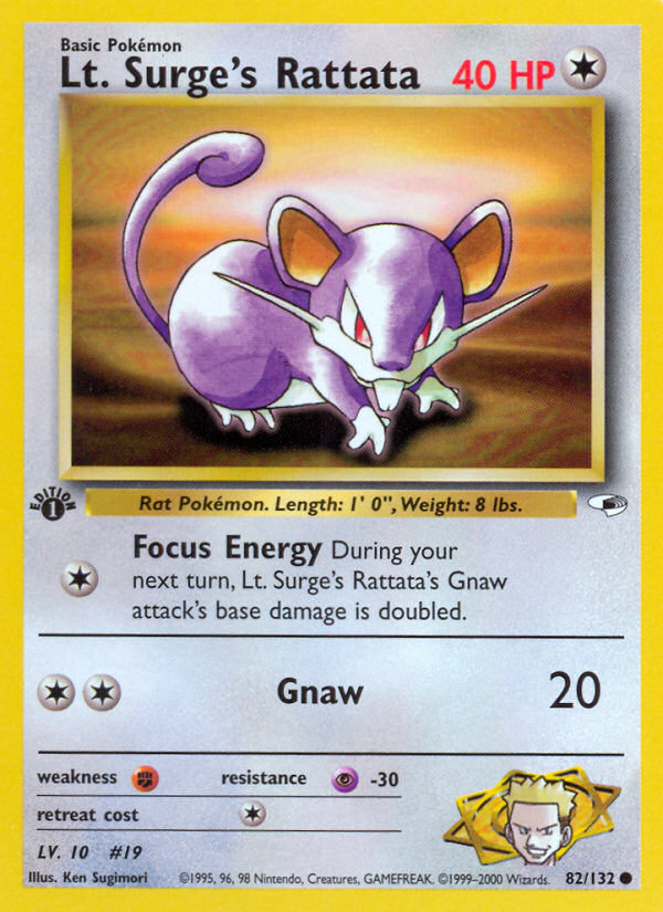 Lt. Surge's Rattata (82/132) [Gym Heroes 1st Edition] - Card Brawlers | Quebec | Canada | Yu-Gi-Oh!