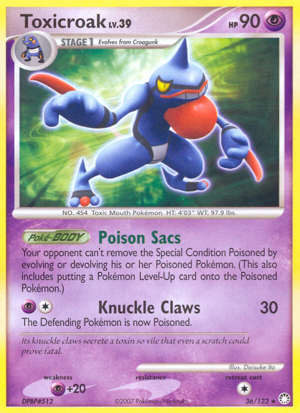 Toxicroak (36/123) [Diamond & Pearl: Mysterious Treasures] - Card Brawlers | Quebec | Canada | Yu-Gi-Oh!