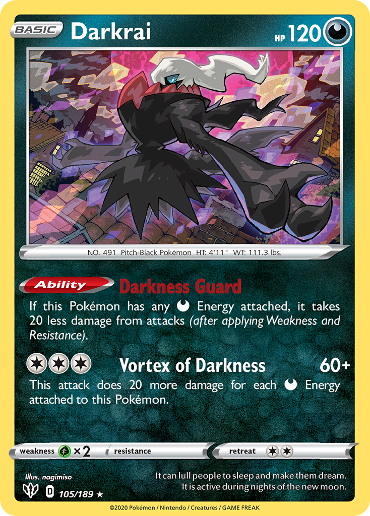 Darkrai (105/189) [Sword & Shield: Darkness Ablaze] - Card Brawlers | Quebec | Canada | Yu-Gi-Oh!