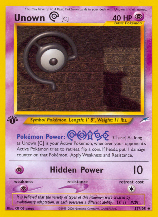 Unown [C] (57/105) [Neo Destiny 1st Edition] - Card Brawlers | Quebec | Canada | Yu-Gi-Oh!