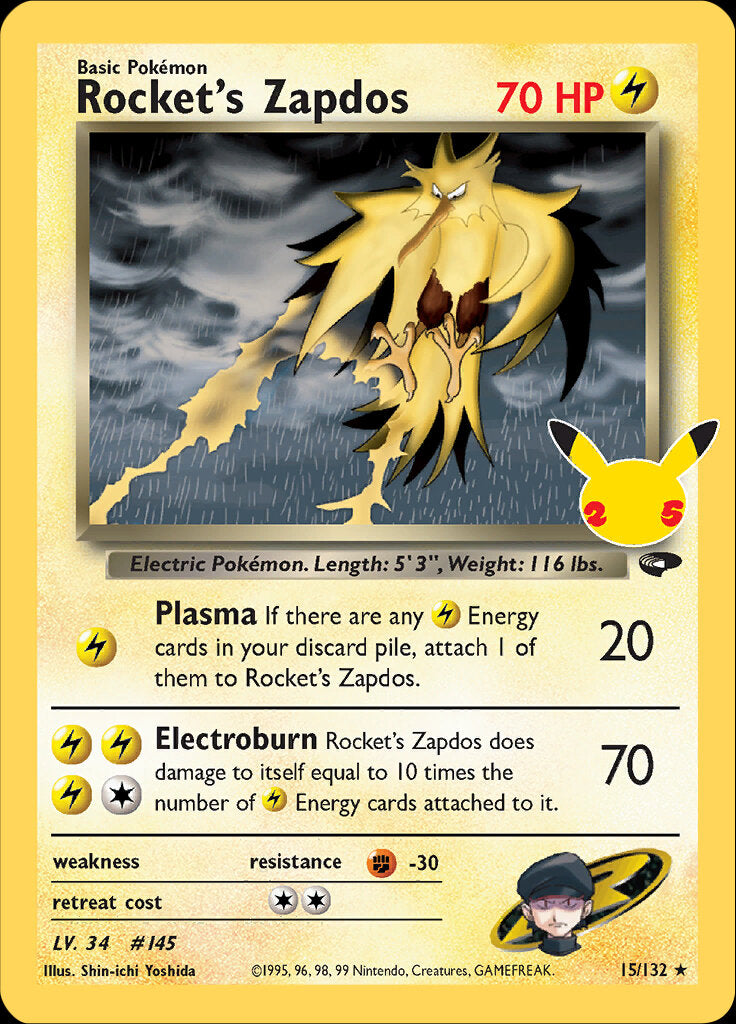 Rocket's Zapdos (15/132) [Celebrations: 25th Anniversary - Classic Collection] - Card Brawlers | Quebec | Canada | Yu-Gi-Oh!