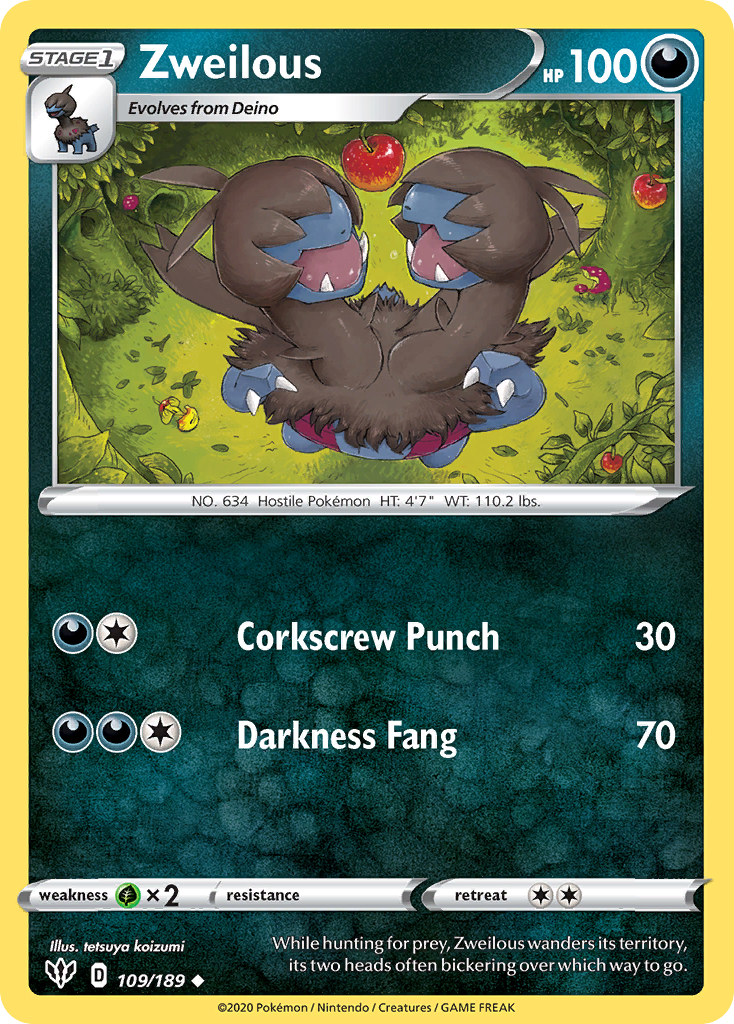 Zweilous (109/189) [Sword & Shield: Darkness Ablaze] - Card Brawlers | Quebec | Canada | Yu-Gi-Oh!