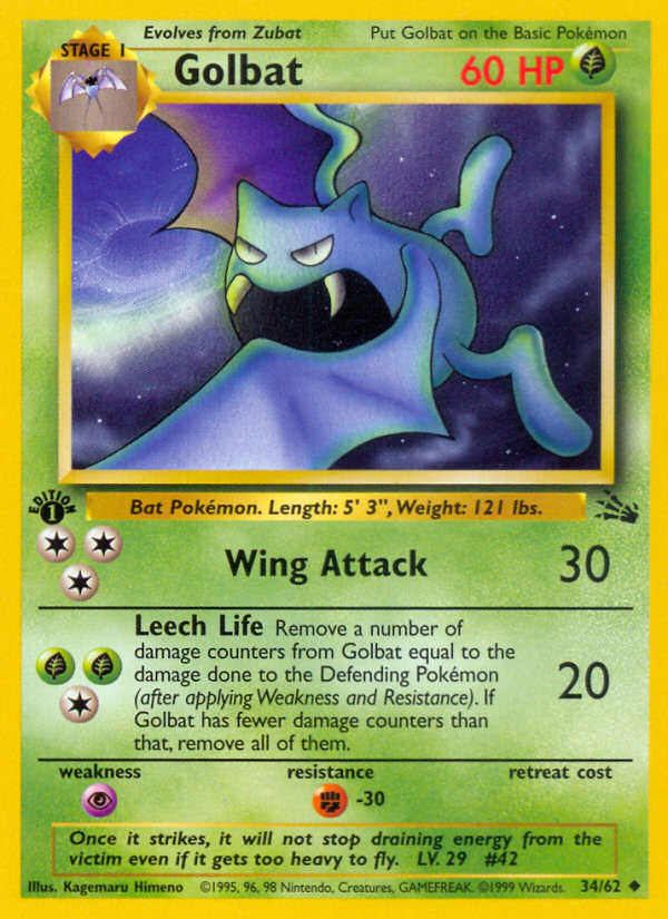 Golbat (34/62) [Fossil 1st Edition] - Card Brawlers | Quebec | Canada | Yu-Gi-Oh!
