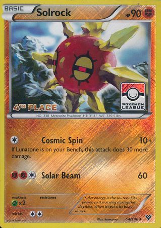 Solrock (64/146) (4th Place League Challenge Promo) [XY: Base Set] - Card Brawlers | Quebec | Canada | Yu-Gi-Oh!