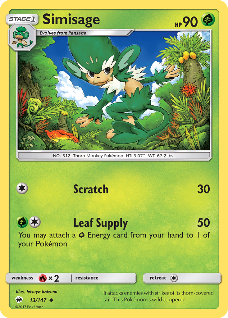 Simisage (13/147) [Sun & Moon: Burning Shadows] - Card Brawlers | Quebec | Canada | Yu-Gi-Oh!