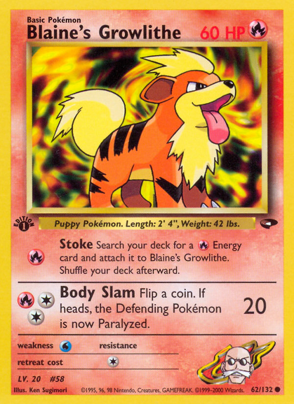 Blaine's Growlithe (62/132) [Gym Challenge 1st Edition] - Card Brawlers | Quebec | Canada | Yu-Gi-Oh!
