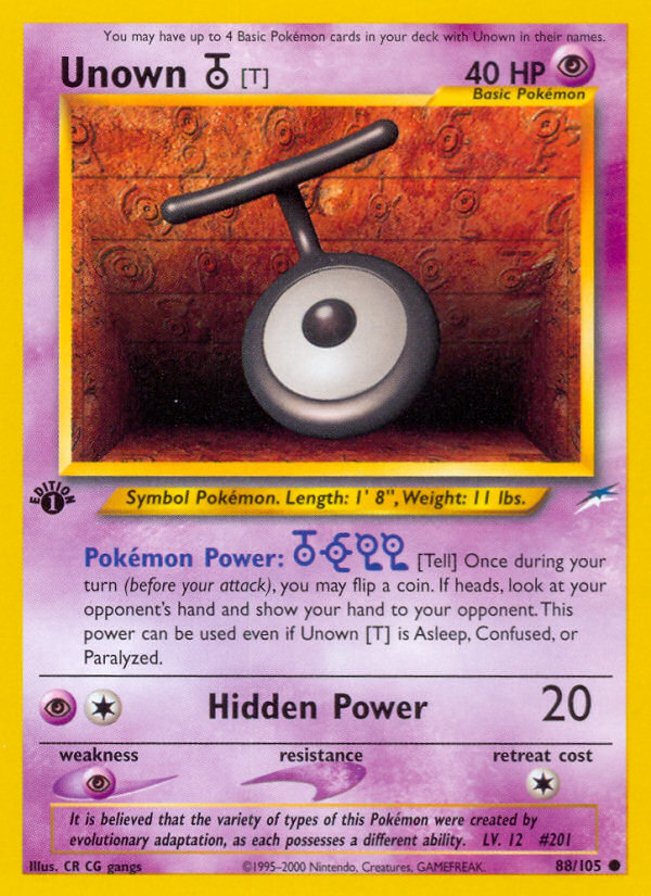 Unown [T] (88/105) [Neo Destiny 1st Edition] - Card Brawlers | Quebec | Canada | Yu-Gi-Oh!