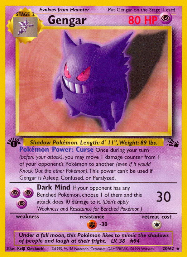 Gengar (20/62) [Fossil 1st Edition] - Card Brawlers | Quebec | Canada | Yu-Gi-Oh!