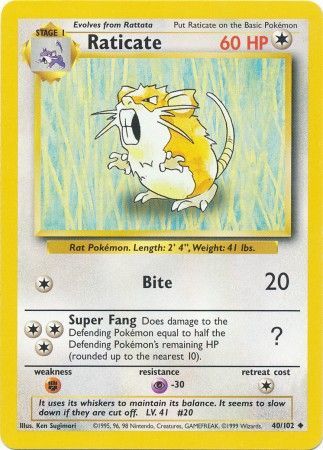 Raticate (40/102) [Base Set Unlimited] - Card Brawlers | Quebec | Canada | Yu-Gi-Oh!