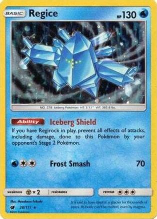 Regice (28/111) (Cosmos Holo) [Sun & Moon: Crimson Invasion] - Card Brawlers | Quebec | Canada | Yu-Gi-Oh!