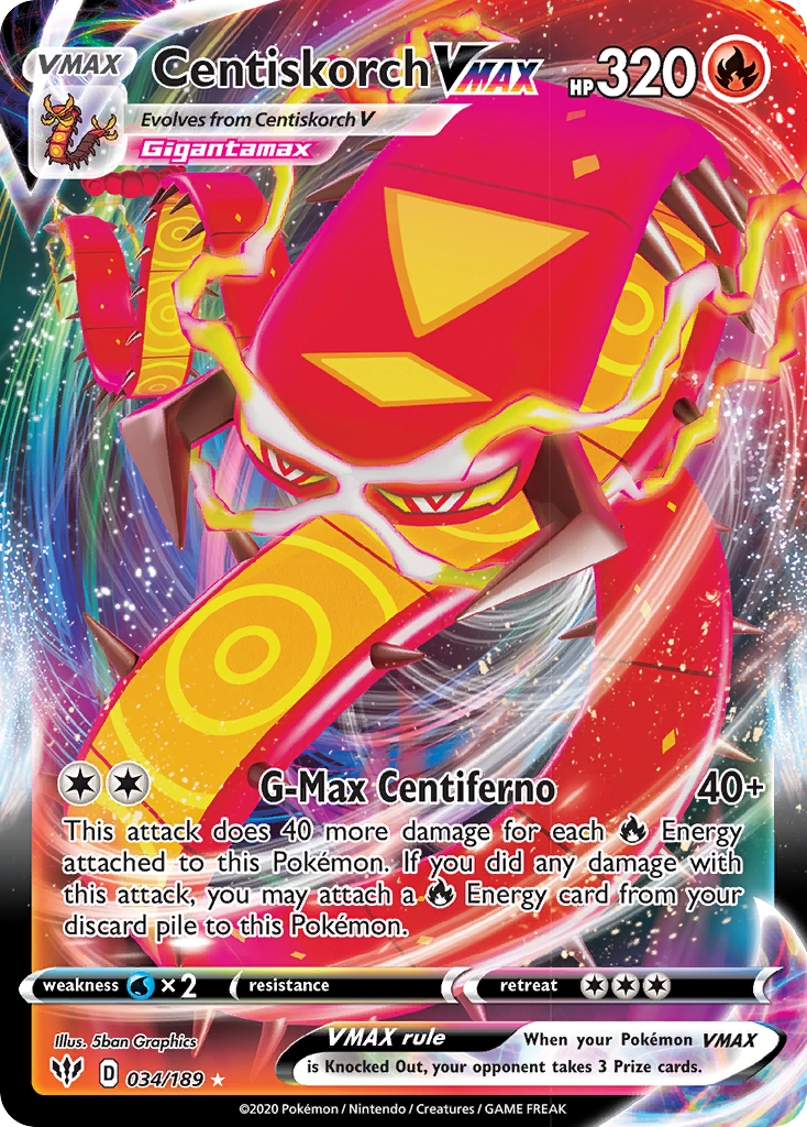 Centiskorch VMAX (034/189) [Sword & Shield: Darkness Ablaze] - Card Brawlers | Quebec | Canada | Yu-Gi-Oh!