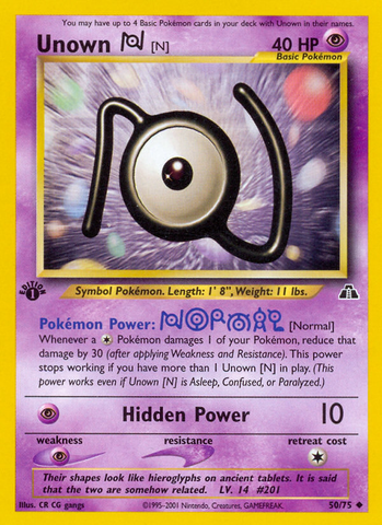 Unown [N] (50/75) [Neo Discovery 1st Edition] - Card Brawlers | Quebec | Canada | Yu-Gi-Oh!