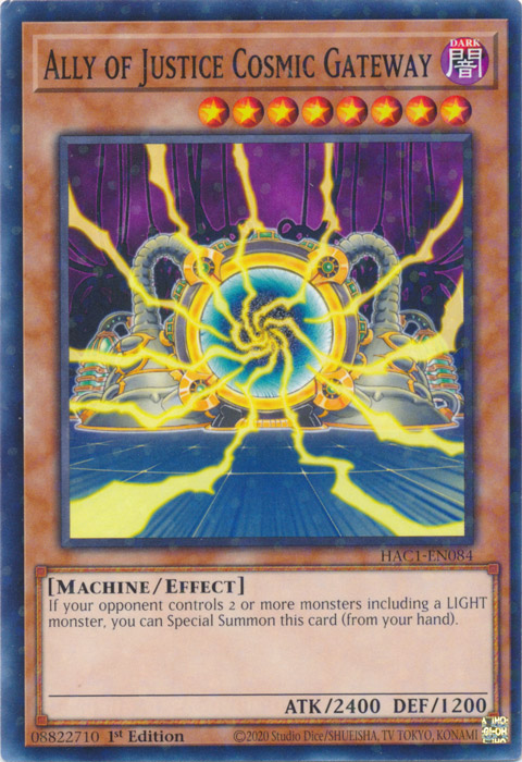 Ally of Justice Cosmic Gateway (Duel Terminal) [HAC1-EN084] Parallel Rare - Card Brawlers | Quebec | Canada | Yu-Gi-Oh!