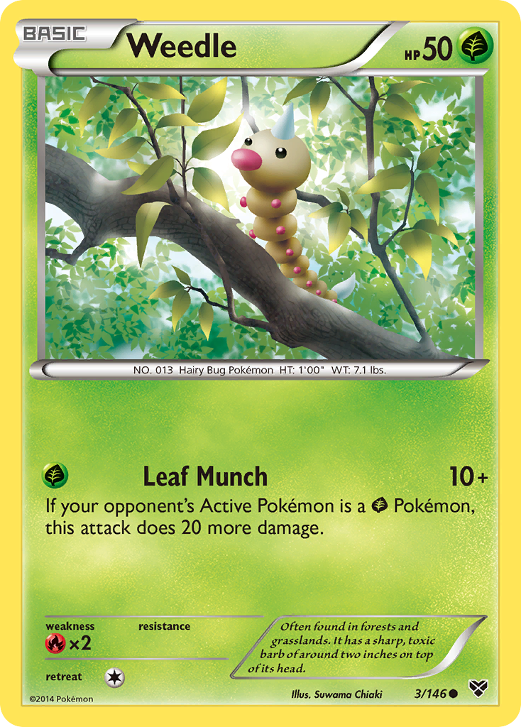 Weedle (3/146) [XY: Base Set] - Card Brawlers | Quebec | Canada | Yu-Gi-Oh!