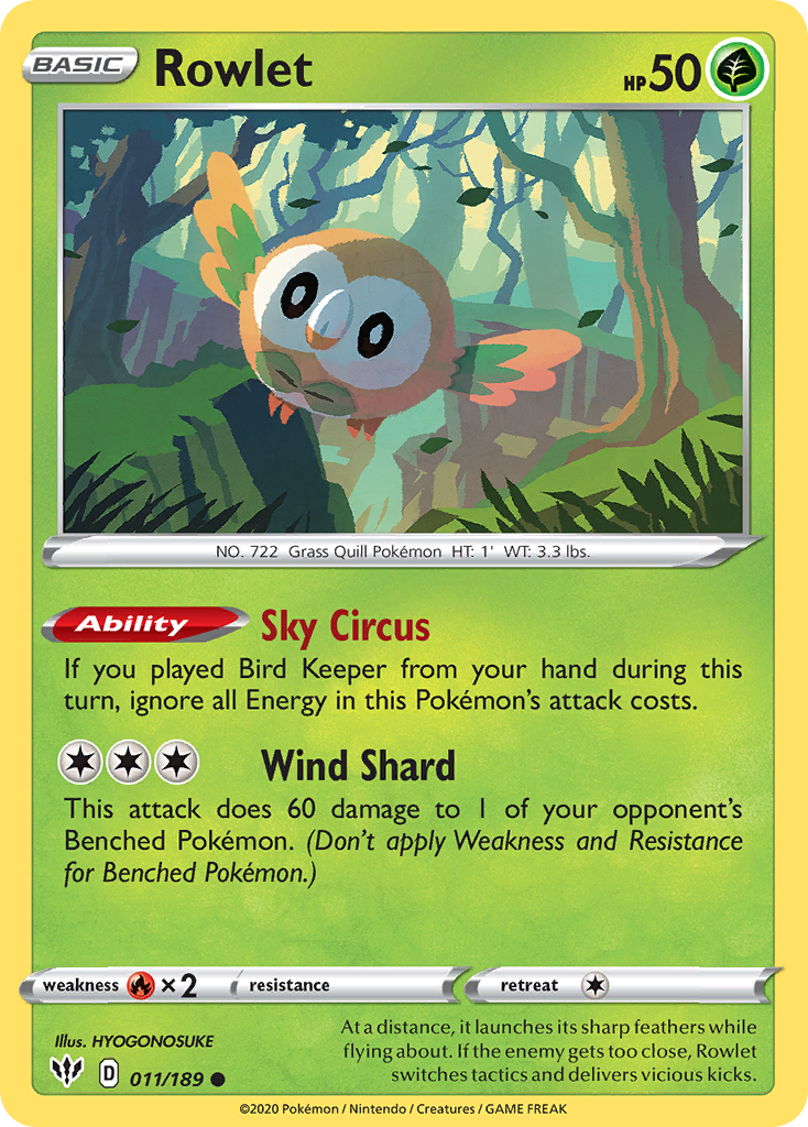 Rowlet (011/189) [Sword & Shield: Darkness Ablaze] - Card Brawlers | Quebec | Canada | Yu-Gi-Oh!
