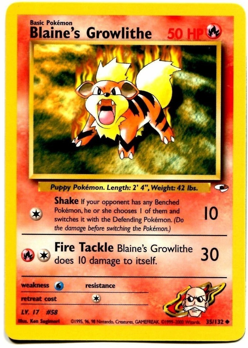 Blaine's Growlithe (35/132) [Gym Heroes Unlimited] - Card Brawlers | Quebec | Canada | Yu-Gi-Oh!