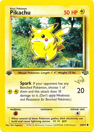 Pikachu (60/64) (W Stamped Promo) [Jungle 1st Edition] - Card Brawlers | Quebec | Canada | Yu-Gi-Oh!
