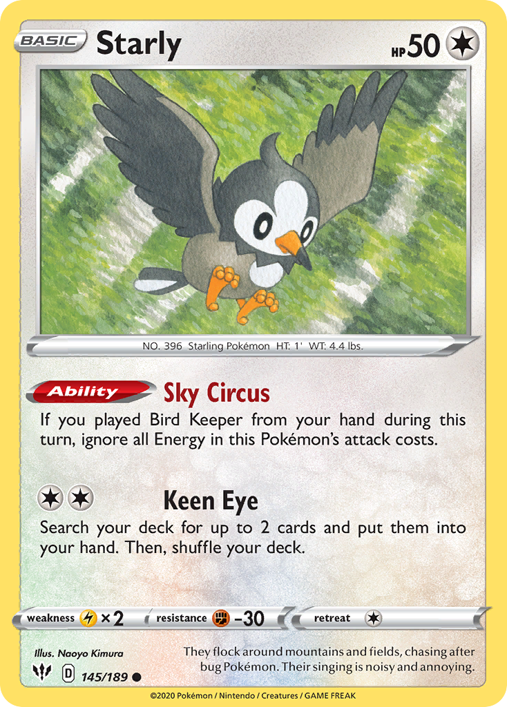 Starly (145/189) [Sword & Shield: Darkness Ablaze] - Card Brawlers | Quebec | Canada | Yu-Gi-Oh!
