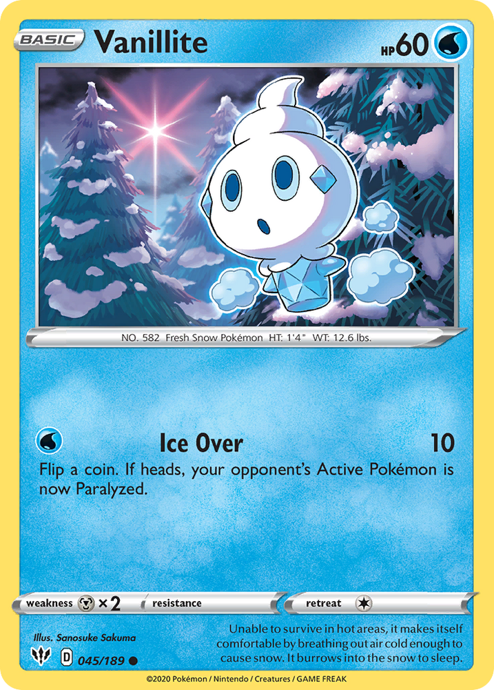 Vanillite (045/189) [Sword & Shield: Darkness Ablaze] - Card Brawlers | Quebec | Canada | Yu-Gi-Oh!