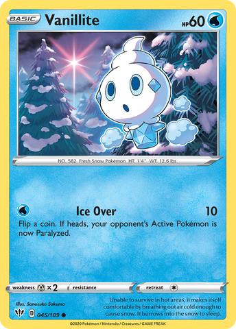 Vanillite (045/189) [Sword & Shield: Darkness Ablaze] - Card Brawlers | Quebec | Canada | Yu-Gi-Oh!