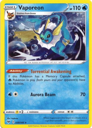 Vaporeon (030/185) (Cosmos Holo) [Sword & Shield: Vivid Voltage] - Card Brawlers | Quebec | Canada | Yu-Gi-Oh!